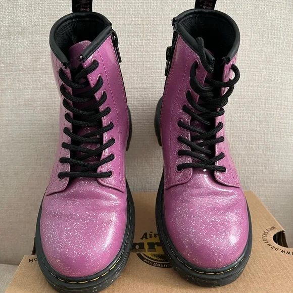 Pink Glitter Dr. Martens Combat Boots - Picture 4 of 10